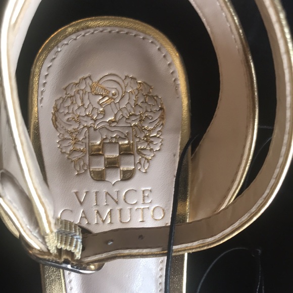 Vince Camuto | gold rhinestone bling open toe ankle strap heel - Picture 4 of 6